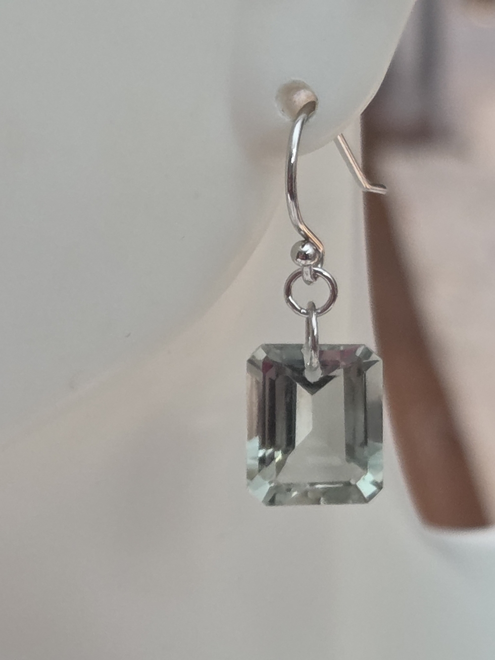 Sterling Silver Green Amethyst Emerald-Cut Drop Earrings